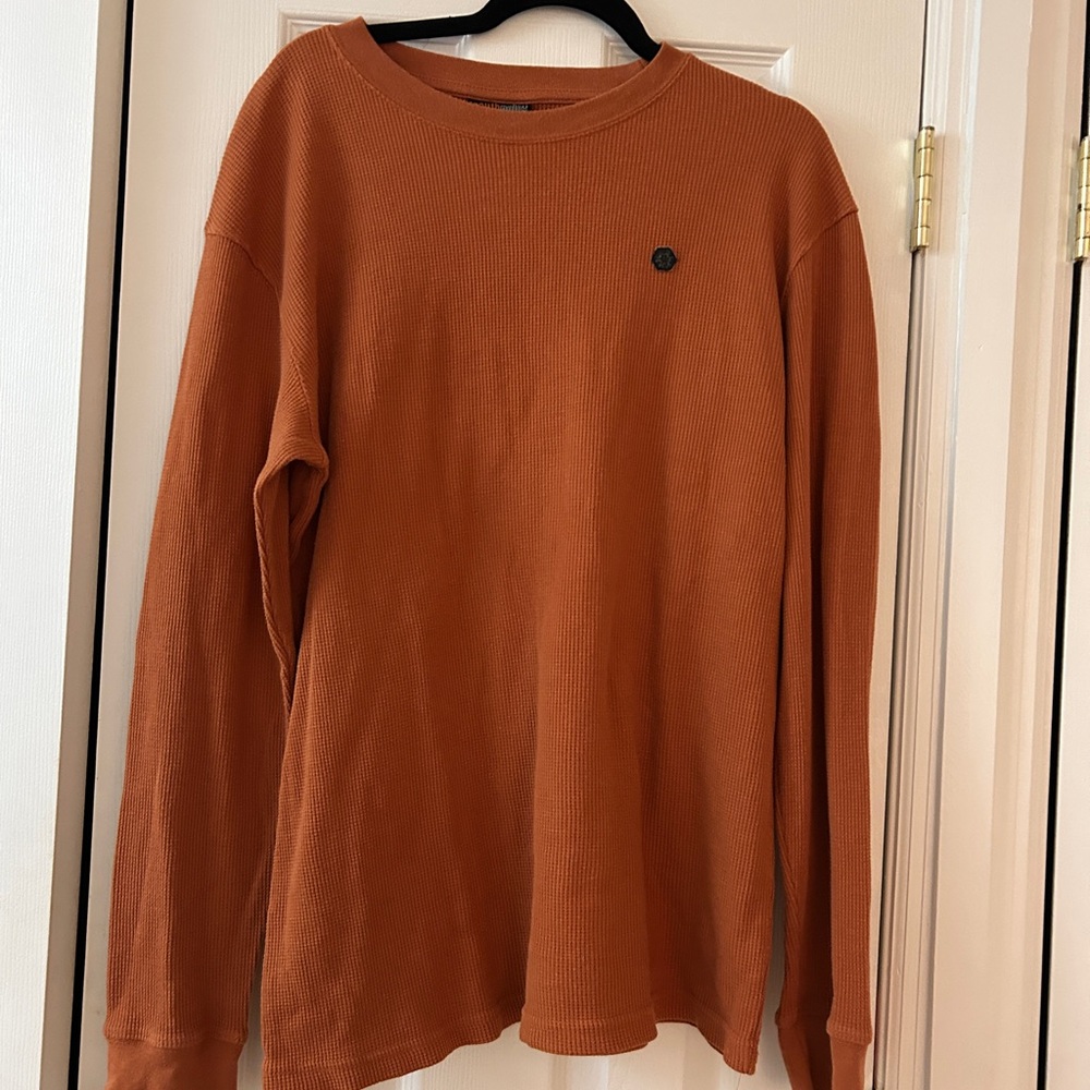 Southpole waffle-knit thermal shirt Men's Long Sleeve Rust Orange Xl